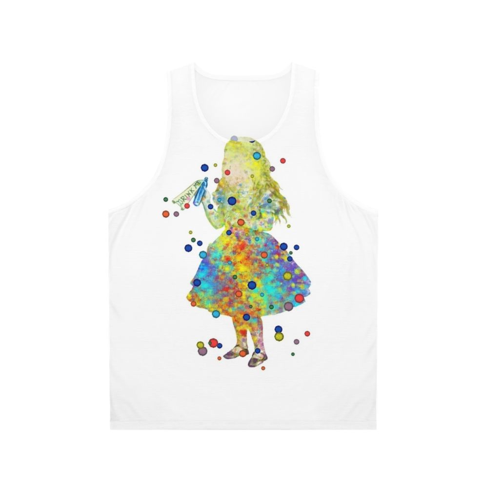 Alice in Wonderland Watercolor Art Unisex Tank Top