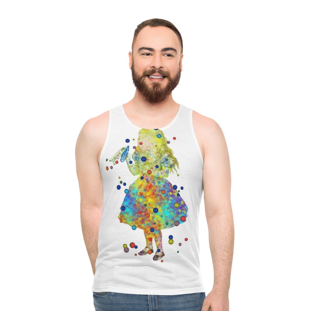Alice in Wonderland Watercolor Art Unisex Tank Top