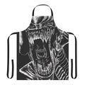 Alien-inspired horror apron with a detailed xenomorph design in the style of H.R. Giger's iconic artwork