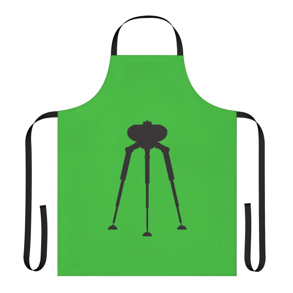 Apron featuring a three-legged alien transport machine design