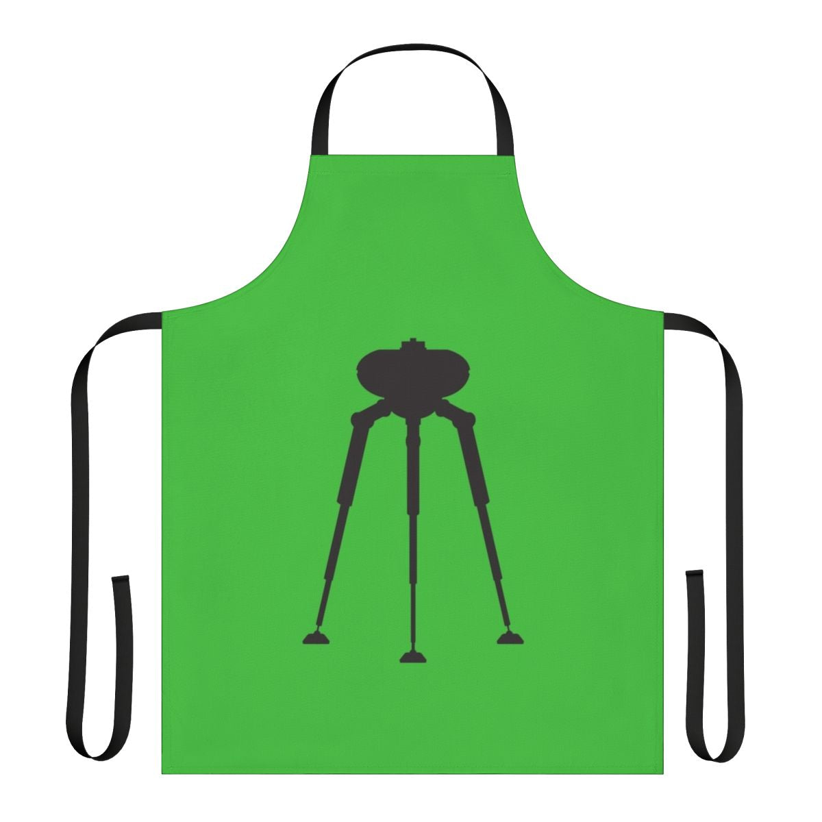 Apron featuring a three-legged alien transport machine design