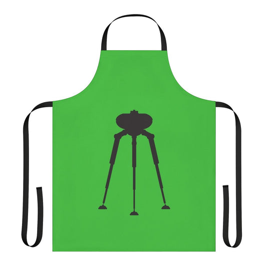 Apron featuring a three-legged alien transport machine design