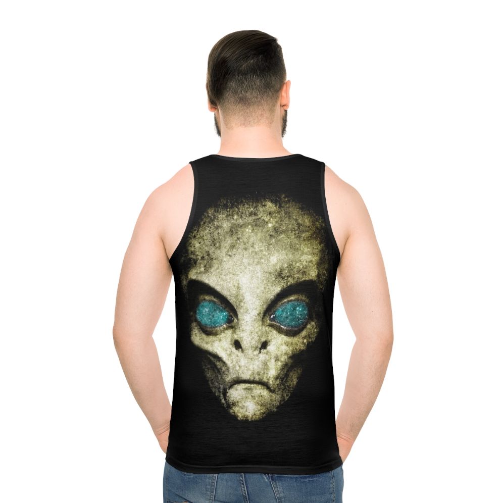Unisex tank top with alien and space-themed graphics