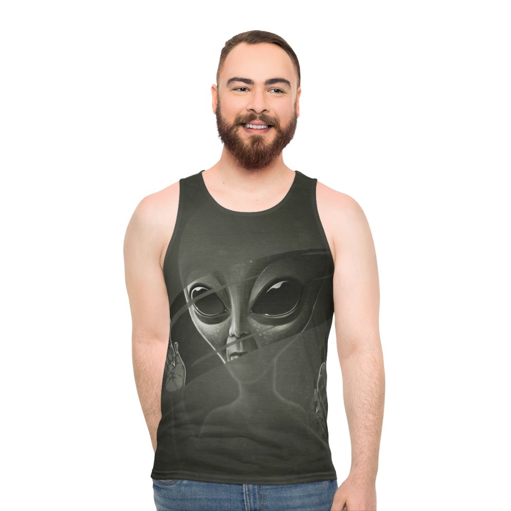 Alien Unisex Tank Top Featuring Cosmic Design