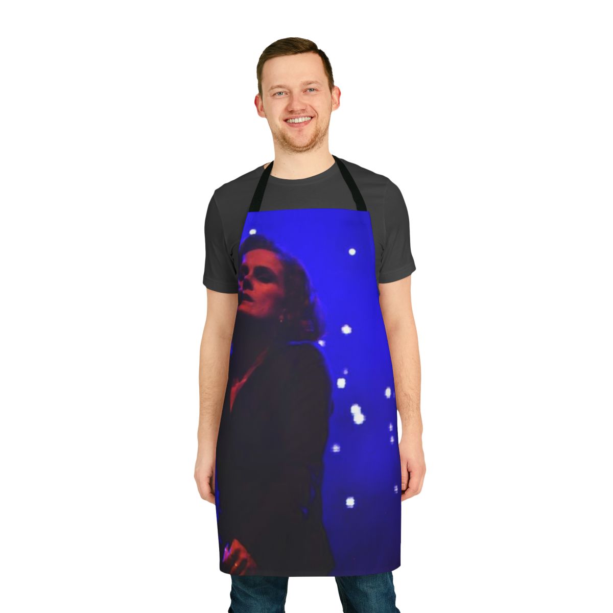 Alison Moyet-inspired retro apron with musical notes and singer-songwriter design
