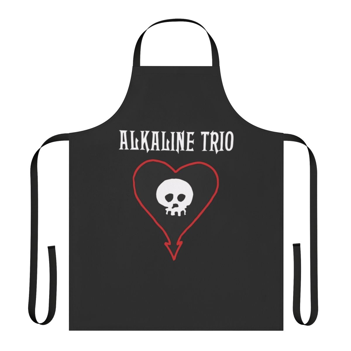 Alkaline Trio band logo printed on a high-quality apron for music fans