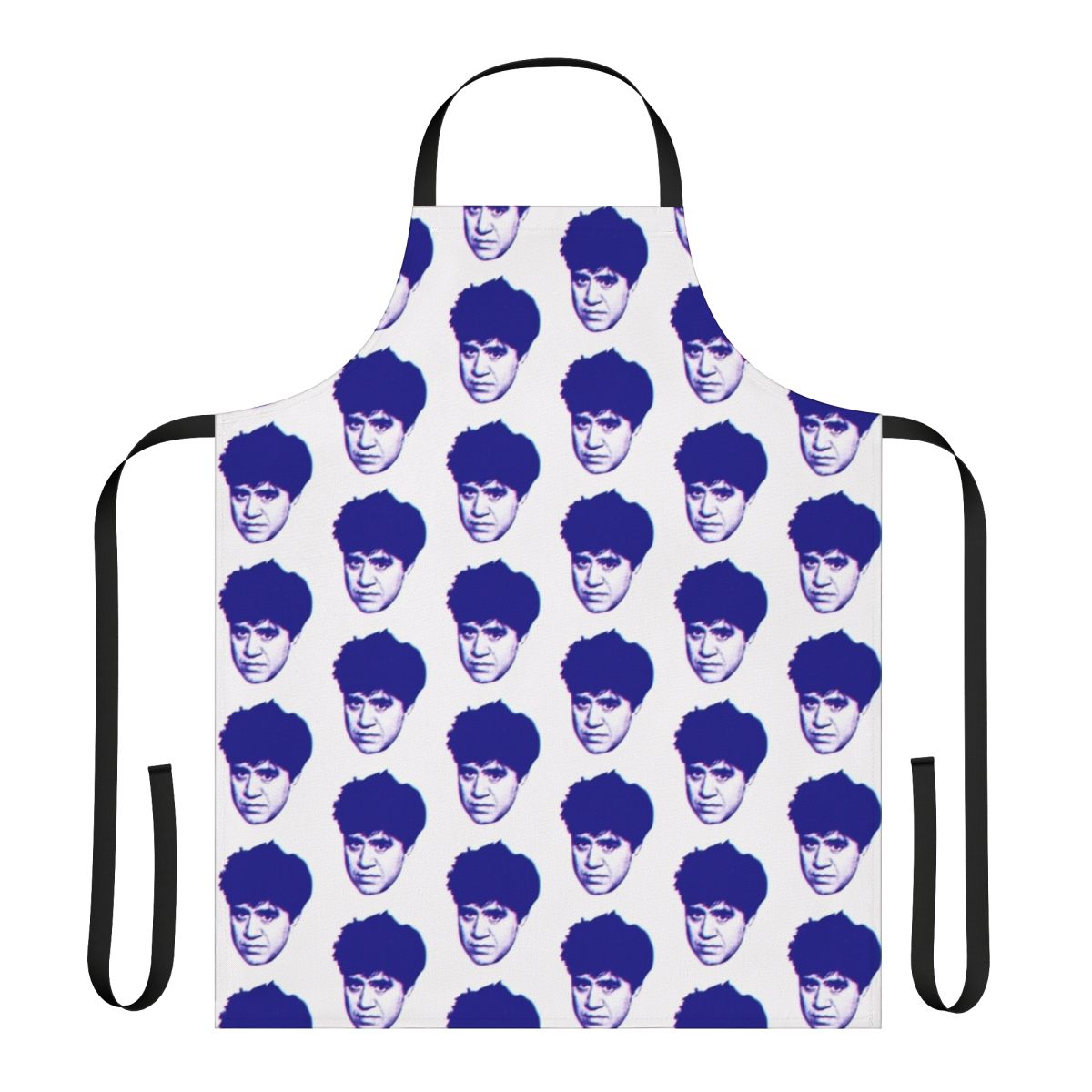 Almodóvar-inspired apron featuring a bold, glitch-like design
