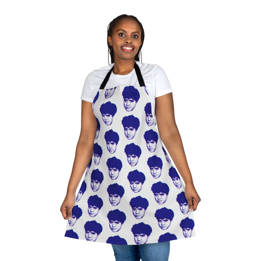 Almodóvar-inspired apron featuring a bold, glitch-like design