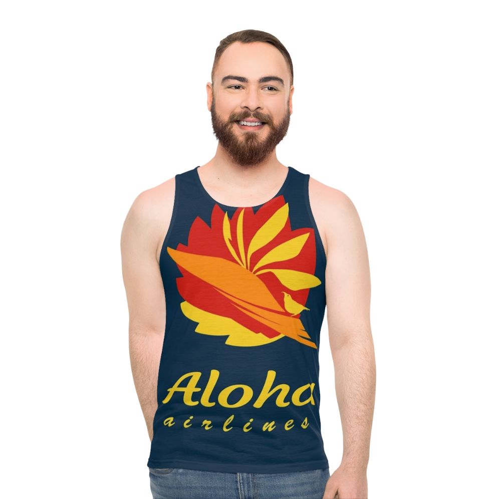 Aloha Airlines vintage unisex tank top featuring classic airline logo