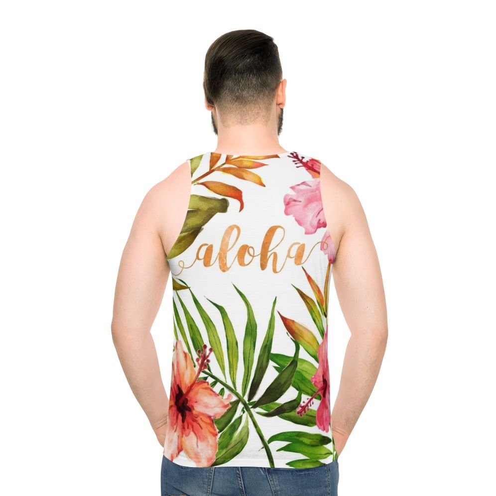 Aloha tropical hawaiian floral watercolor unisex tank top