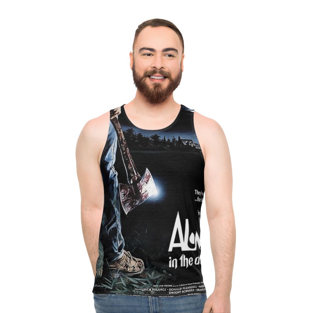 Alone in the Dark unisex tank top with retro horror design