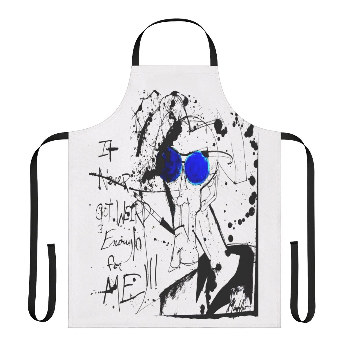 Artfully splattered apron inspired by the iconic gonzo style of Hunter S. Thompson and Ralph Steadman