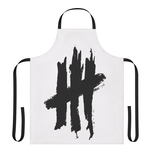 Alternative rock band-inspired black and white apron featuring the New Politics logo