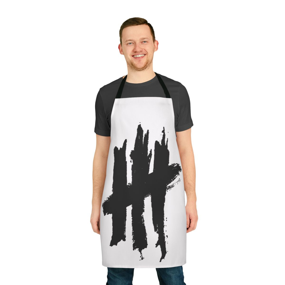 Alternative rock band-inspired black and white apron featuring the New Politics logo