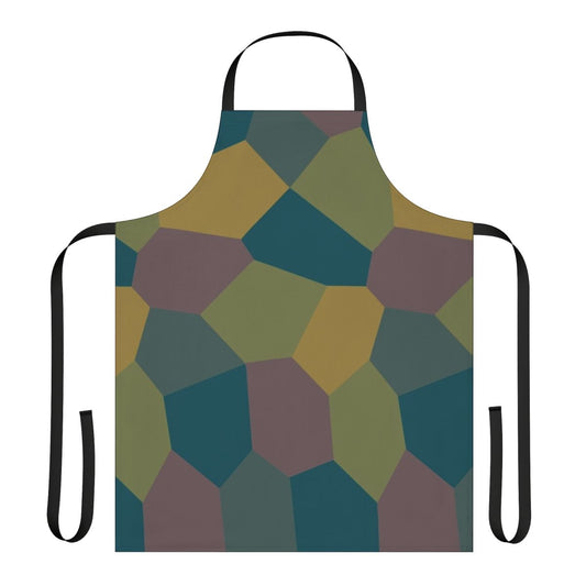 Altitude Abstractions Lozenge Apron featuring a camouflage design inspired by aviation and altitude