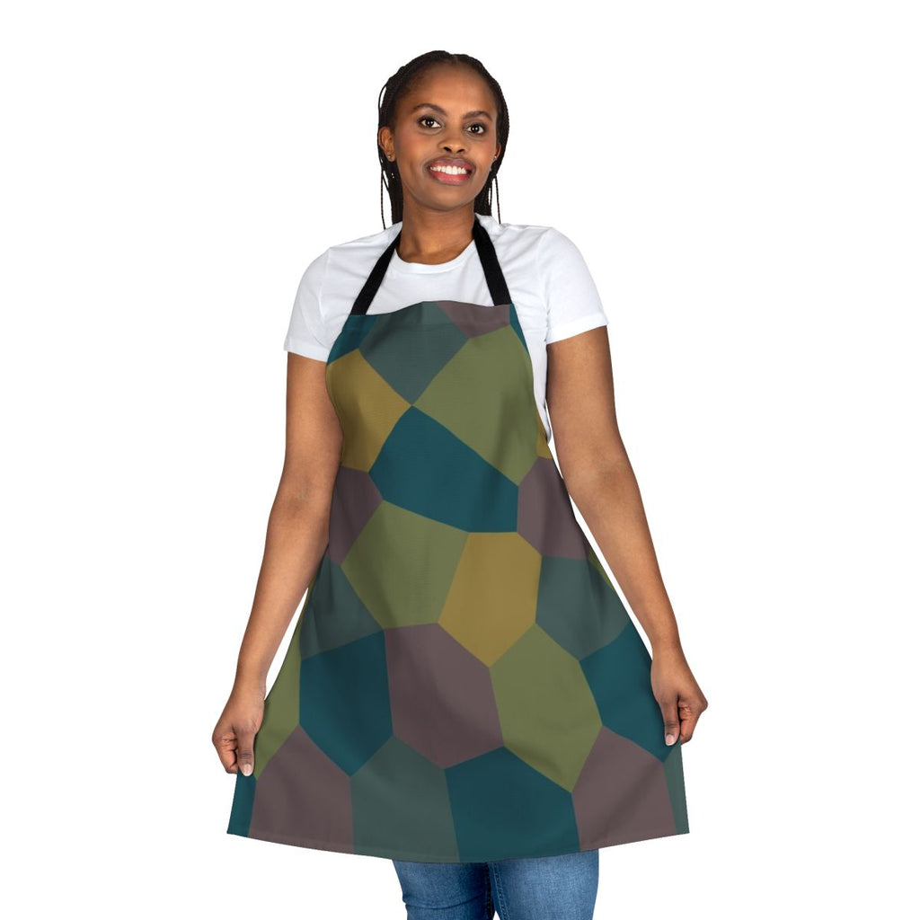 Altitude Abstractions Lozenge Apron featuring a camouflage design inspired by aviation and altitude