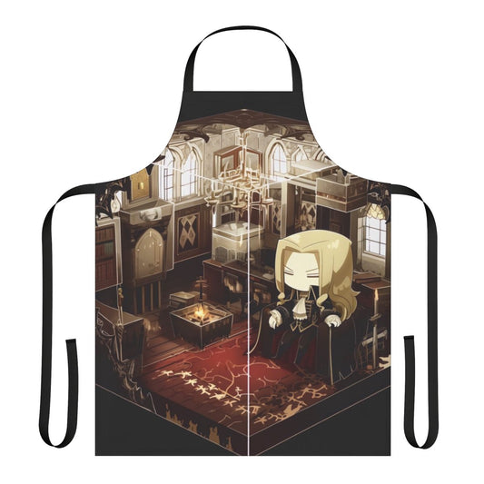 Alucard-inspired terrarium apron with Castlevania-themed silhouette design