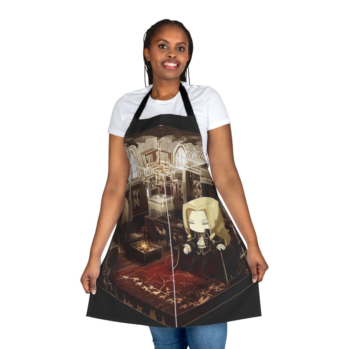 Alucard-inspired terrarium apron with Castlevania-themed silhouette design
