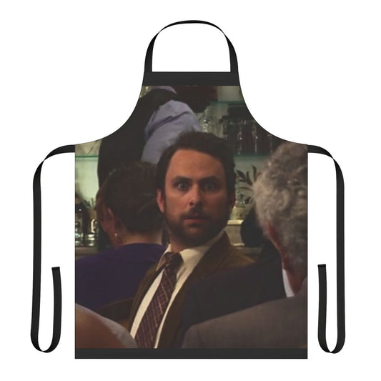 Always Sunny in Philadelphia inspired apron with characters Charlie, Mac, Dennis, Dee, and Frank