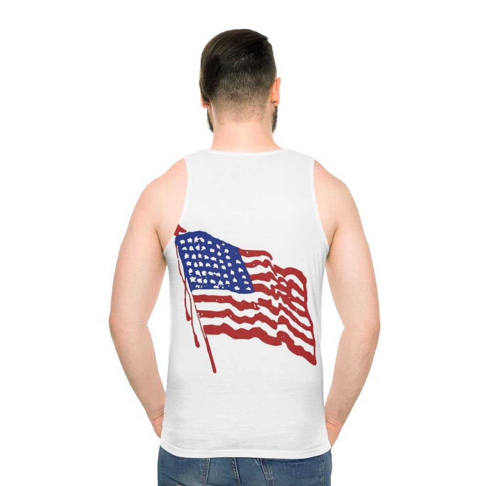 Unisex tank top with waving American flag design