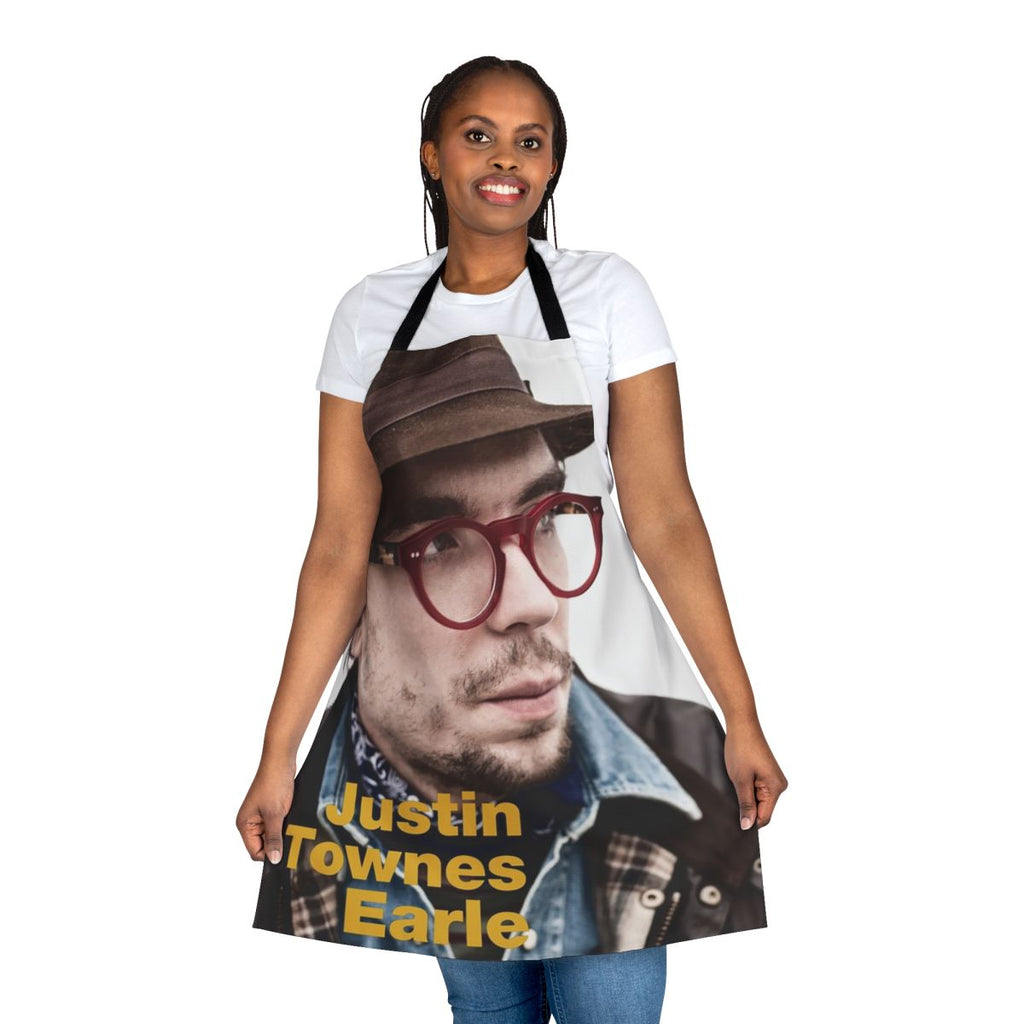 American-themed world music apron featuring the name and artwork inspired by singer-songwriter Justin Townes Earle