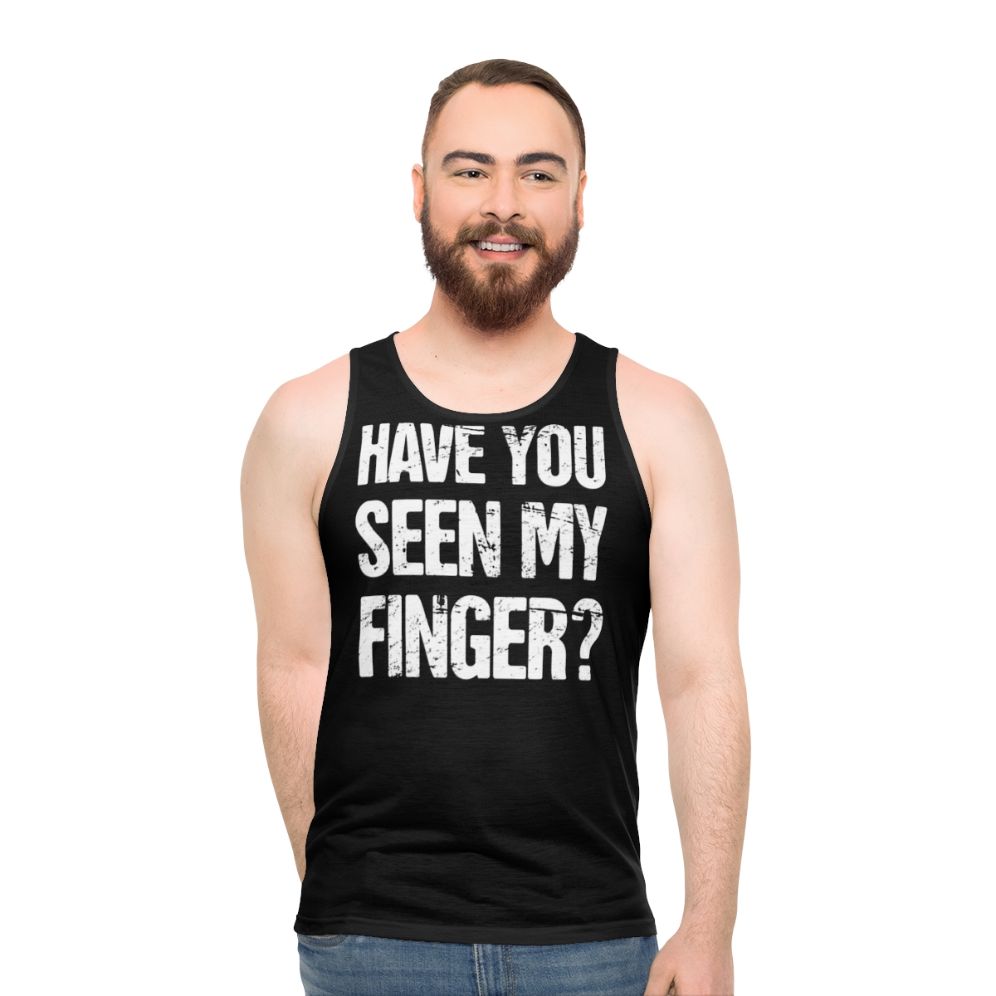 Amputated finger funny unisex tank top