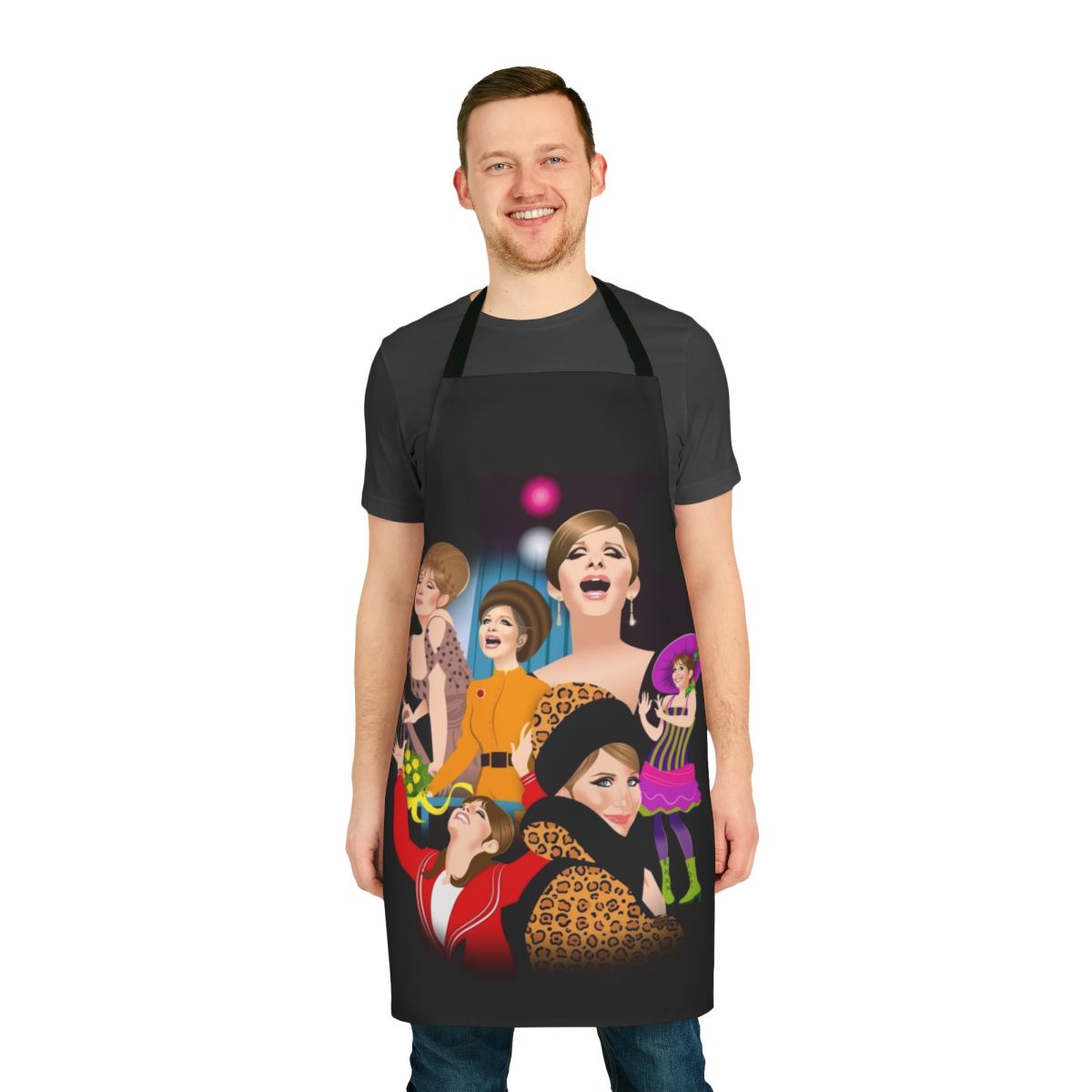 Funny apron with Alejandro Mogolloart's creative designs, perfect for cooking or entertaining.