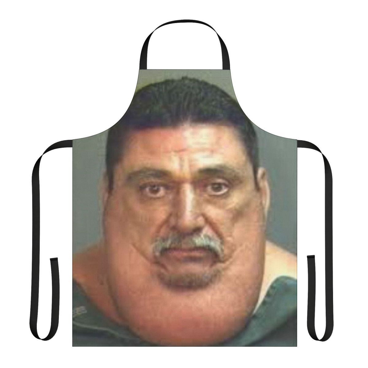 Humorous apron featuring a person with a prominent chin
