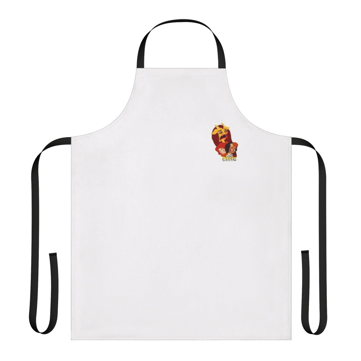 Colorful apron featuring the logo and characters from the Netflix animated series "Big Mouth"