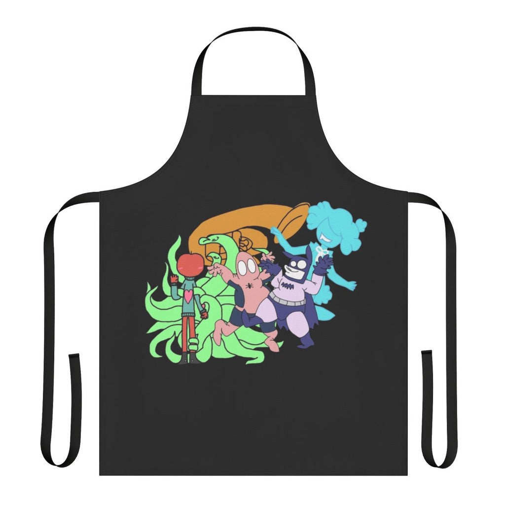 Cartoon apron featuring the characters Baman and Piderman