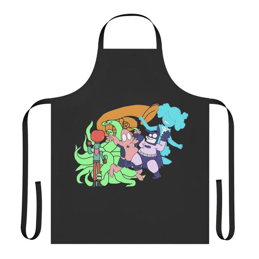 Cartoon apron featuring the characters Baman and Piderman