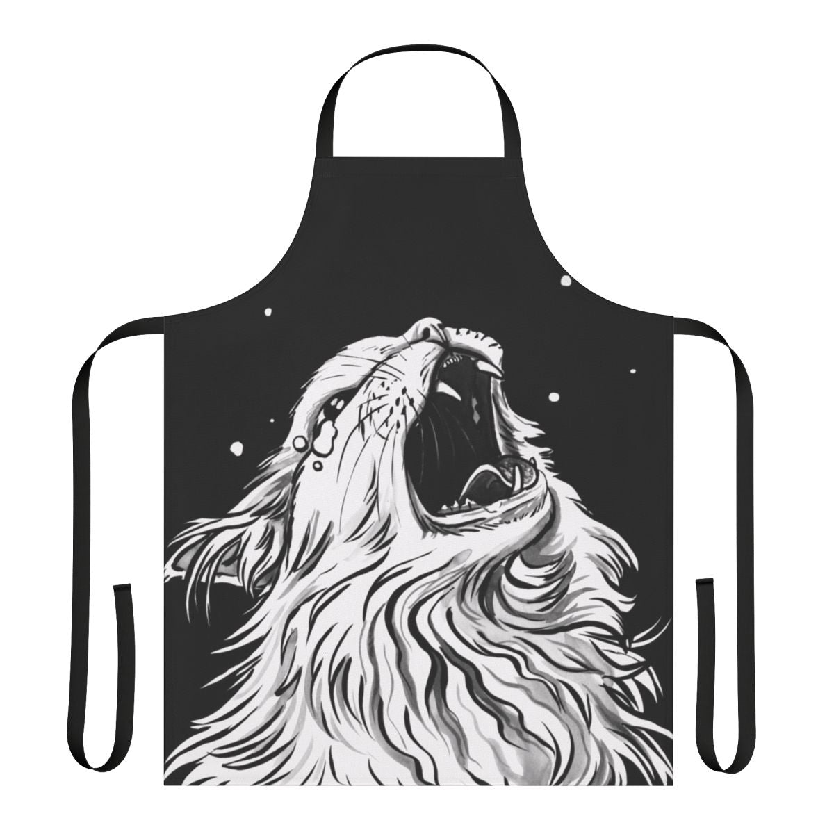 Colorful apron featuring a popular screaming/crying cat meme design