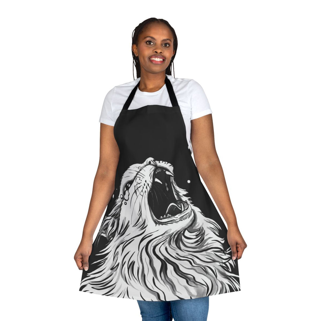 Colorful apron featuring a popular screaming/crying cat meme design
