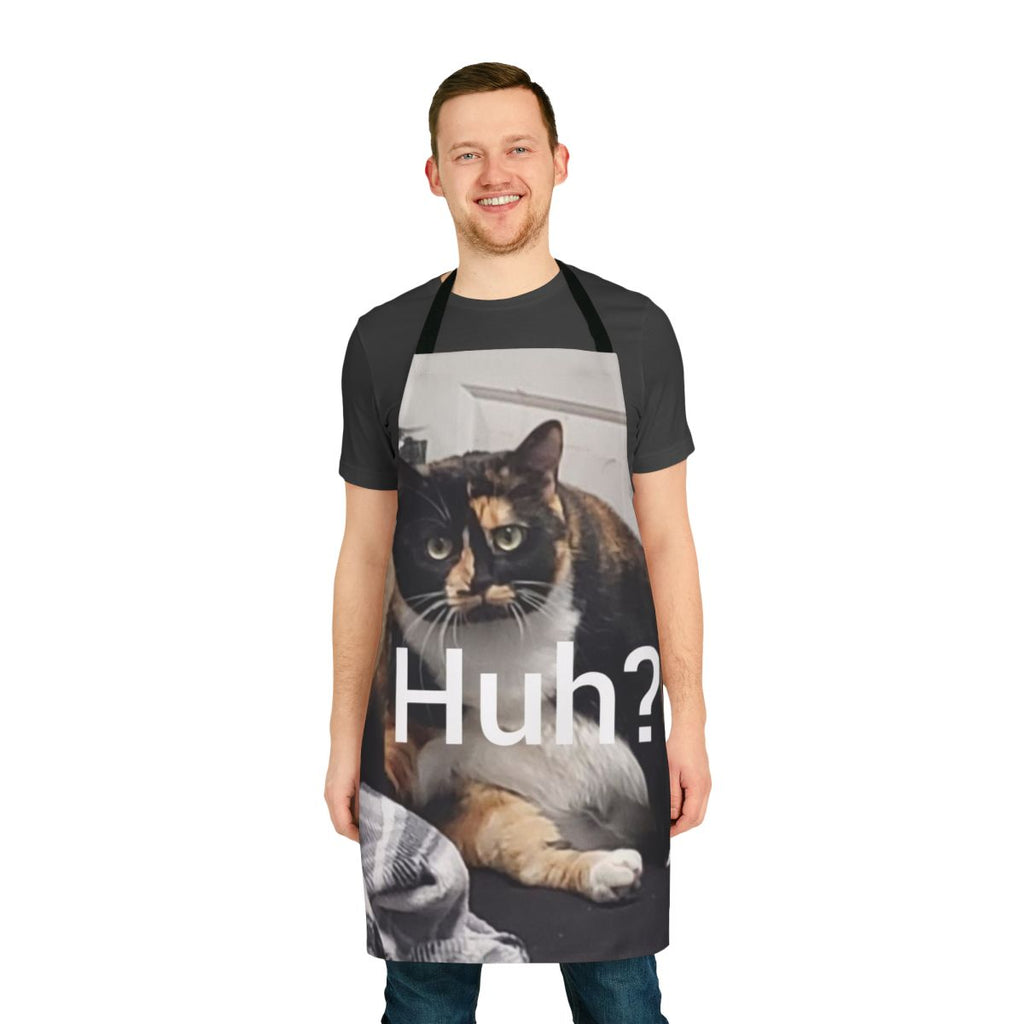 Whimsical apron featuring a humorous cat design