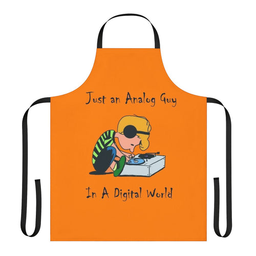 "Analog-Inspired Apron Featuring Electronic Music Genres"