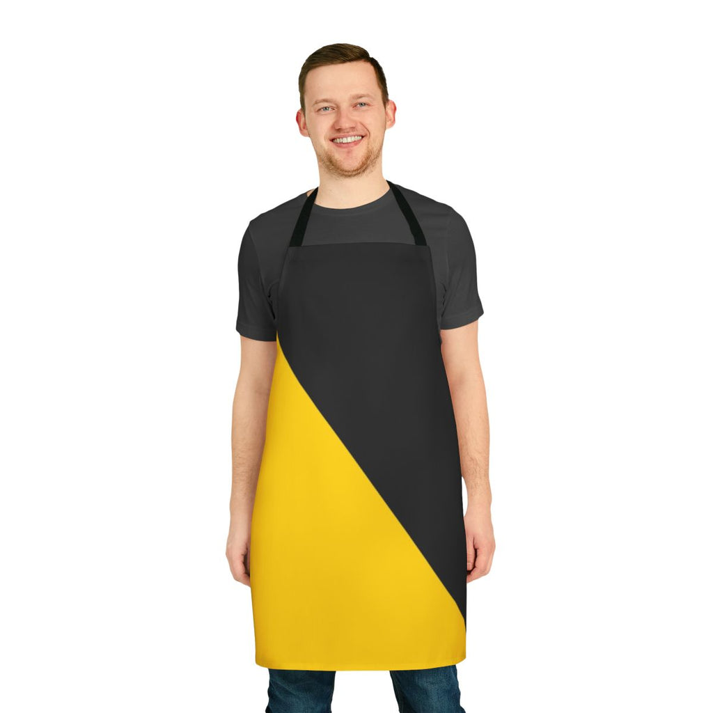 Anarcho-capitalist inspired apron with black and yellow design