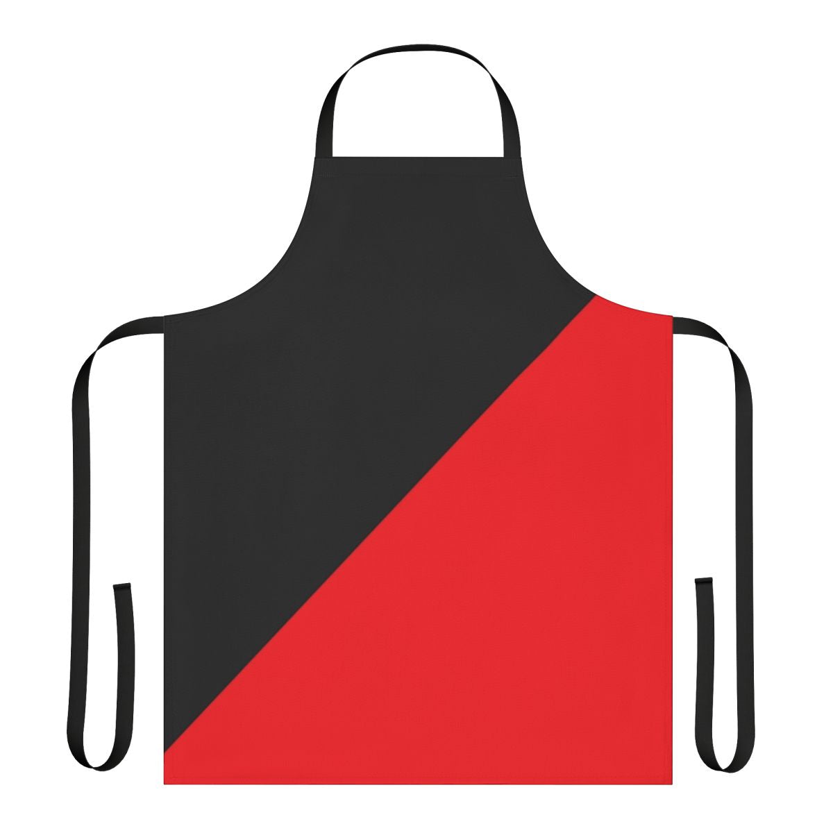 Anarcho-communist inspired black and red apron with bold political graphics