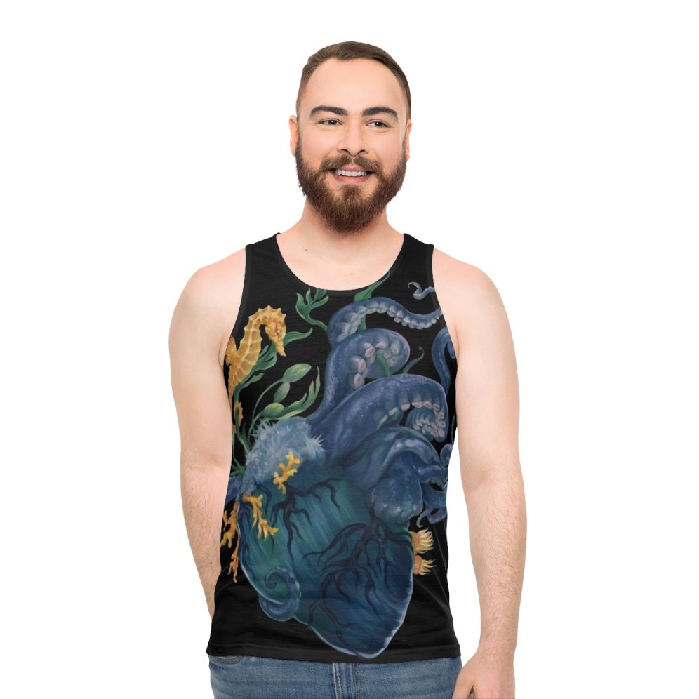 Anatomical heart ocean unisex tank top