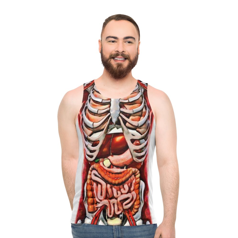 Anatomical skeleton tank top with internal organs design