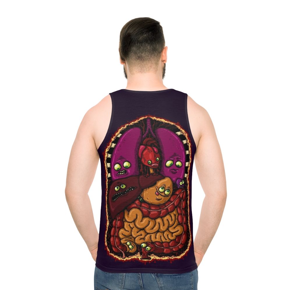 Unisex tank top featuring an anatomical design of internal organs