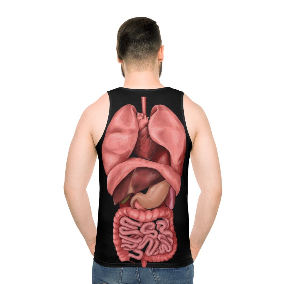 Unisex tank top featuring a watercolor illustration of the human internal organs