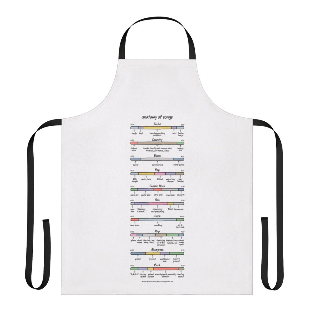 Anatomy of Songs Themed Apron with Music and Song Writing Graphics