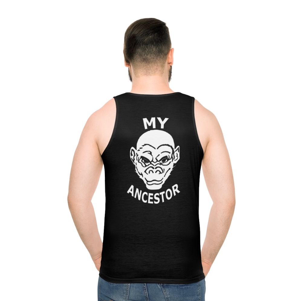 Unisex tank top with ancestral design and primate inspired graphics