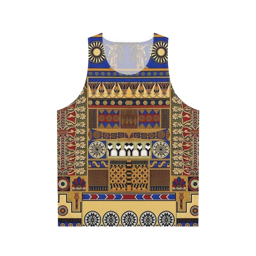 Unisex tank top featuring ancient Assyrian art motifs