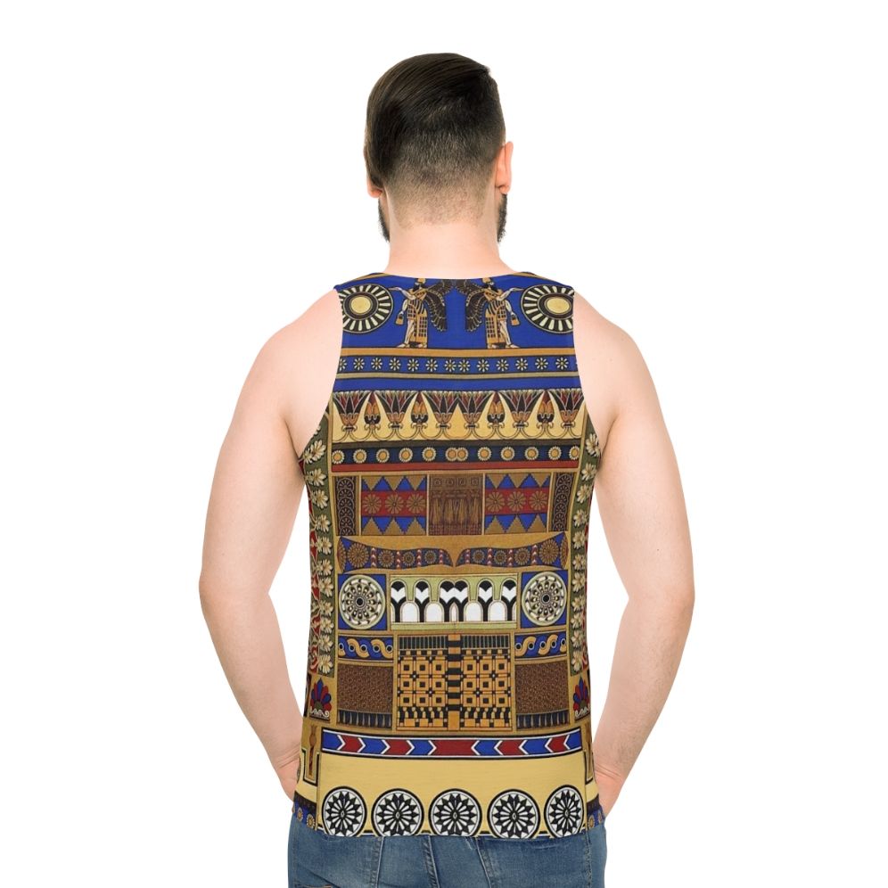 Unisex tank top featuring ancient Assyrian art motifs