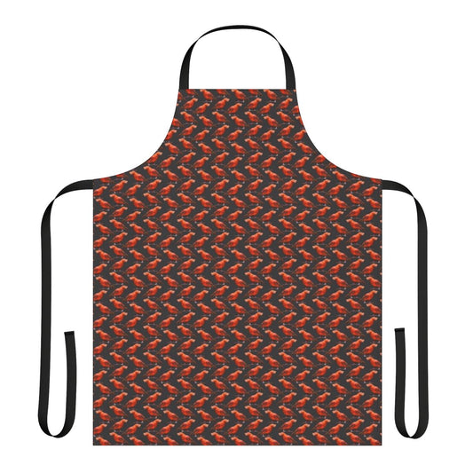 Colorful Andean cock-of-the-rock bird on a rock background printed on a high-quality apron for birdwatchers.