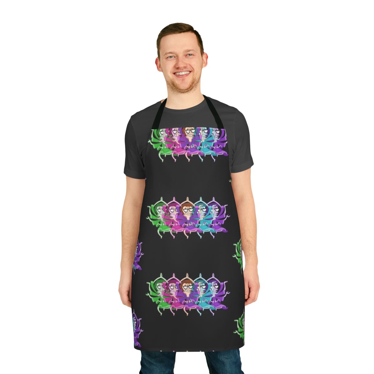 Big Mouth-themed cooking apron featuring Andrew Glouberman character