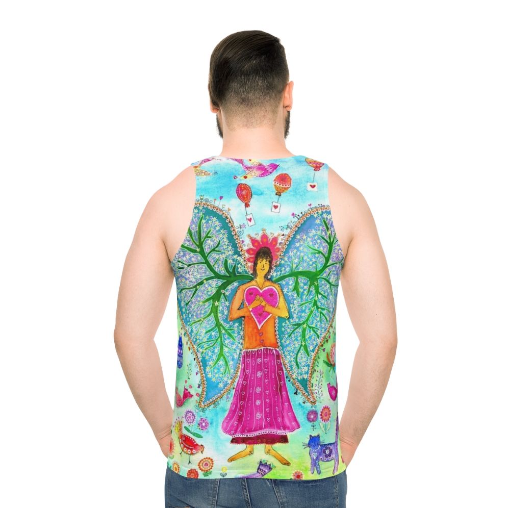 Angel wings unisex tank top with inspirational lung cancer awareness graphic