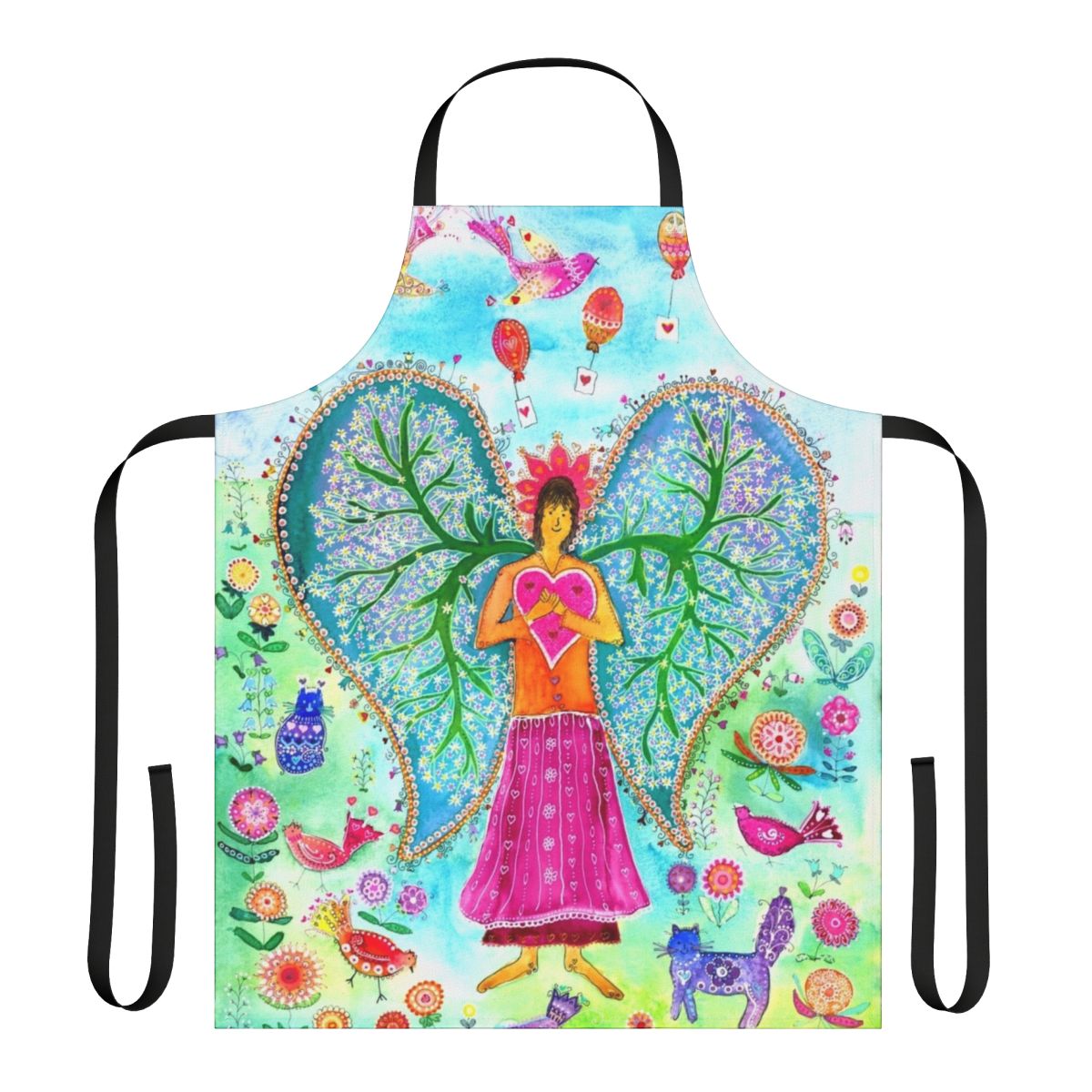 Angelic Wings Apron with Artistic Design Featuring Guardian Angel Imagery
