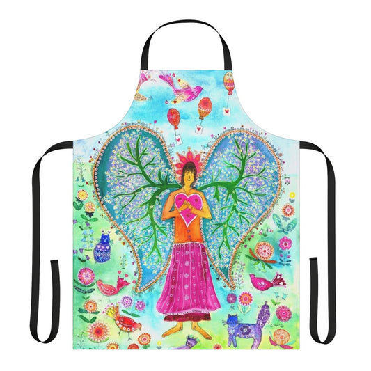 Angelic Wings Apron with Artistic Design Featuring Guardian Angel Imagery
